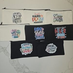 5 For$20 -Multi-Pupose Canvas Pouch. Inspirational Quote Pouches Set